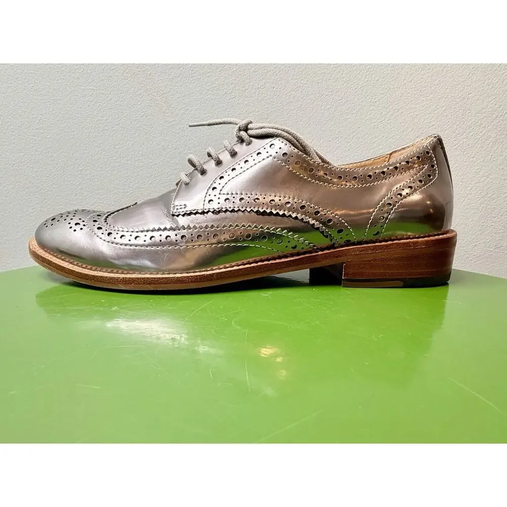 Banana Republic Goodyear Welt Oxford Leather Shoes Silver SIZE 6.5 M NEW